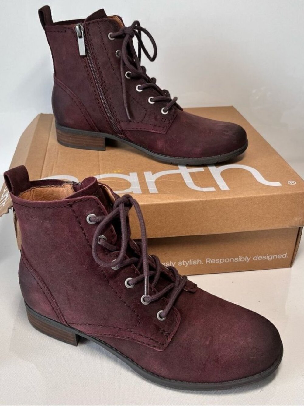 Earth Janel Leather Lace-Up Ankle Boots